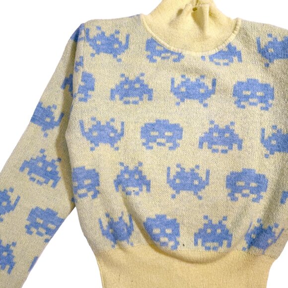 Zara x Space Invaders Taito Crop Sweater Wool Blend Retro Gaming Pullover Sz S - Picture 3 of 8